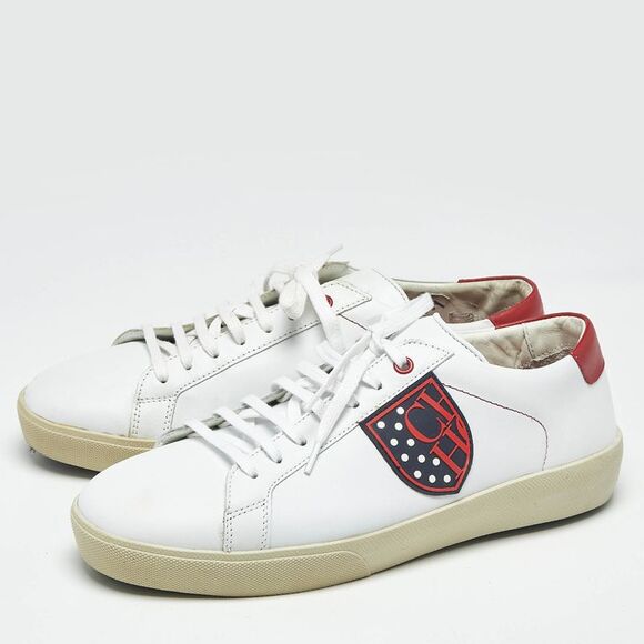 Ch Carolina Herrera White/red Leather Low Top Sneakers Size 42 - Picture 2 of 7